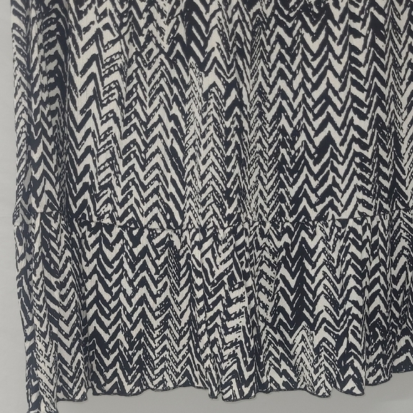 Tiered Maxi Skirt Black & White Cinched Waist Tie w Wood Beads Boho Whimsigoth - Picture 5 of 9